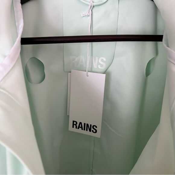 RAINS Jacket Long Mineral Green Casual Unisex Lightweight Hooded Neutral Pockets - Picture 11 of 16